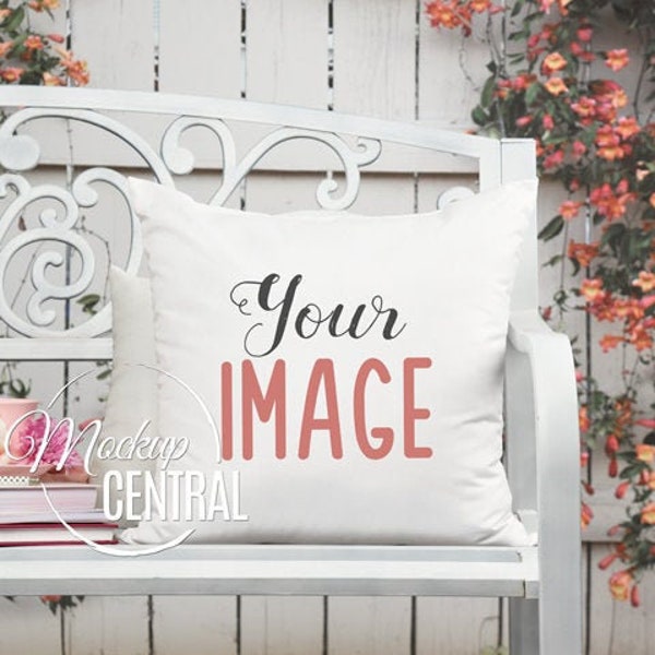 Blank Spring Country Square Mockup Pillow, Outdoor Gardener Photo Mock Up, Mockup Throw Pillow, Styled Stock Photography, JPG Download