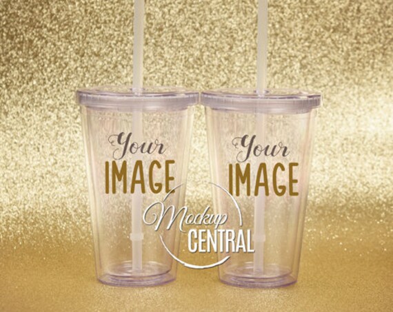 Download Clear Acrylic Insulated Tumbler 16 Oz Cup Set Mockup - Free Flower Mockups Template
