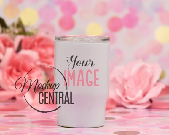 Blank Stainless Steel White Insulated Tumbler Cup Mockup Stock