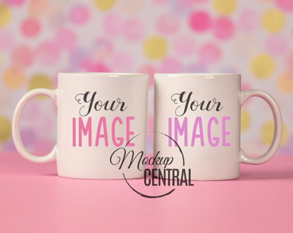 Blank White Matching Coffee Cup Mockup Styled Stock