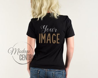 Download Women's Blank Black T-Shirt Apparel Mockup Photo, Ladies ...