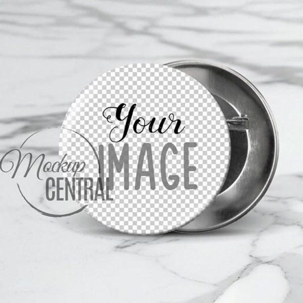 Round Button Mockup, Digital Photo, Clip on Circle Button Pin Product Display, Cutout PNG template