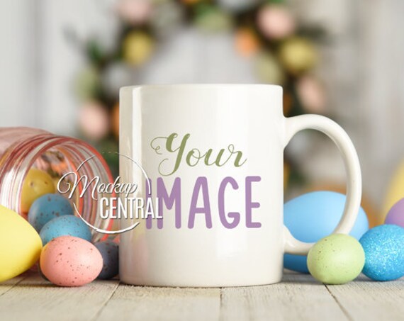 Blank White Easter Coffee Glass Cup Mockup Styled