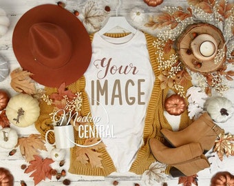 Bella Canvas 3001 Mockup Fall Shirt, Tshirt Mockup, Halloween T-Shirt Mockups, Fall Mockup Shirt, Thanksgiving Woman's Bella Canvas Shirt