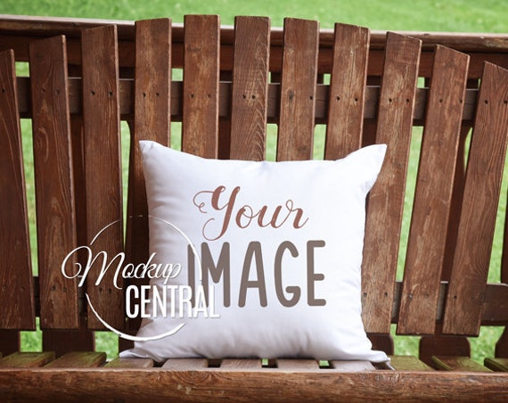 Blank White Rustic Country Square Mockup Pillow Outdoor Photo