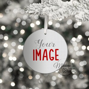 Round Christmas Ornament Mockup, Stock Photography Template, Blank White Ornament Graphic Design Mock Up, Transparent PNG Digital Download