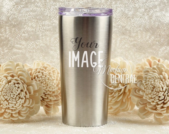 Blank Stainless Steel Insulated Tumbler Cup Mockup Flower Party