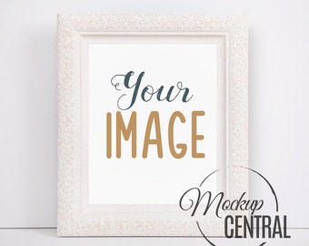 Empty Blank Frame Stock Photography - White Background with Wood Frame - Product Mockup Frame - 2 Sizes - Photo Mock Up - Digital Download