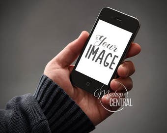 Download Free Blank Iphone Mockup In Hand Iphone White Screen Mockup Image PSD Mockup Template