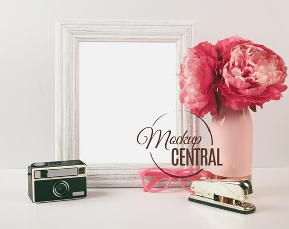 Frame Styled Stock Photo White Background With Pink