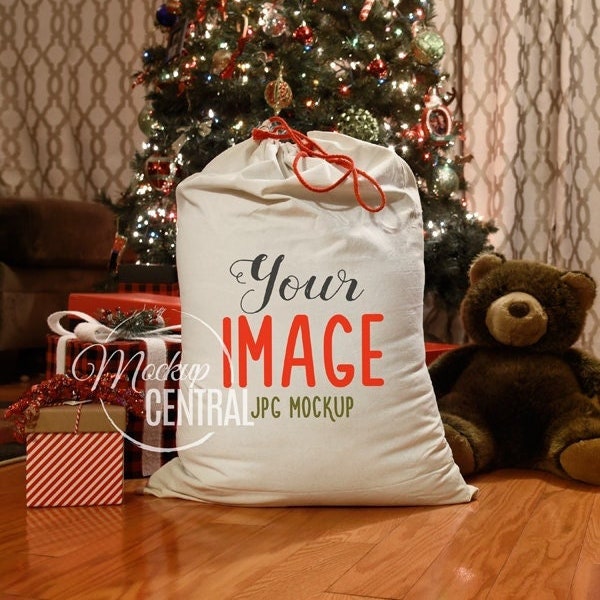 Christmas Santa Sack Mockup, Canvas Tote Bag Mockup, Santa Bag Mock Up, Styled Stock Photography, JPG Digital Download