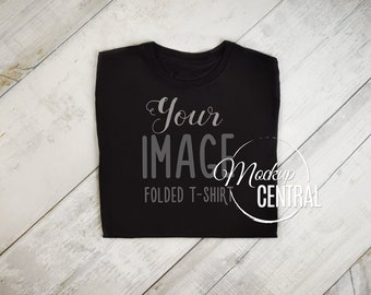 Download Blank Black Top View T-Shirt Flat Lay Apparel Mockup ...