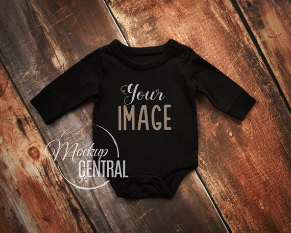 Blank Black Long Sleeve Baby Onepiece Mockup Fashion Design