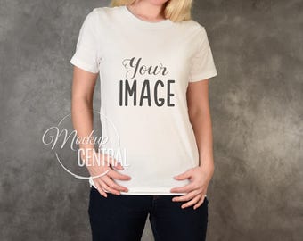 Download Blank White Women S T Shirt Apparel Mockup Fashion Design Styled Stock Photography Girl S Mock Up Shirt Chalk Background Jpg Download All Free Mockups Free Mockup