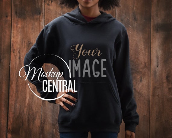 Download African American Blank Womens Black Hoodie Shirt Apparel ...