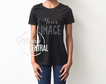 Download African American Woman's Black Crew Neck T-Shirt Apparel ...