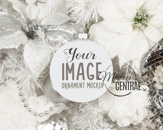 Blank White Round Christmas Ornament Mockup Styled Stock