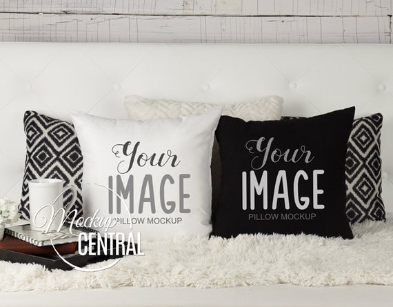 Blank His And Her White And Black Square Mockup