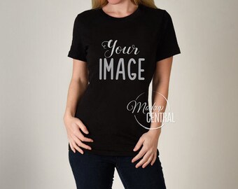 Download Blank Black Women's T-Shirt Apparel Mockup Fashion Design ...