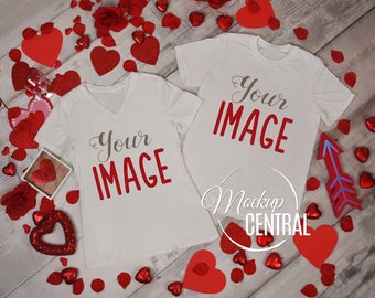 Download Free His Her Couple S Matching Blank White Top View T Shirt Flat Lay Apparel Mockup Couple Tshirt Design Photography Mock Up Christmas Shirt T Shirt Mock Up Design Psd File PSD Mockup Template