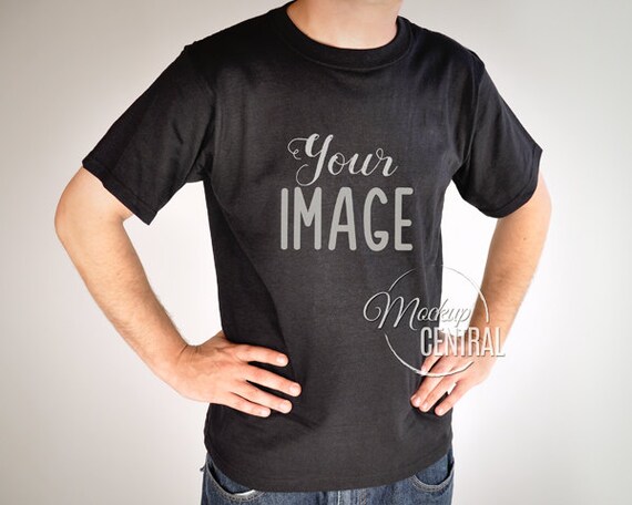 Blank Mans Black T-Shirt Apparel Mockup Fashion Design Styled