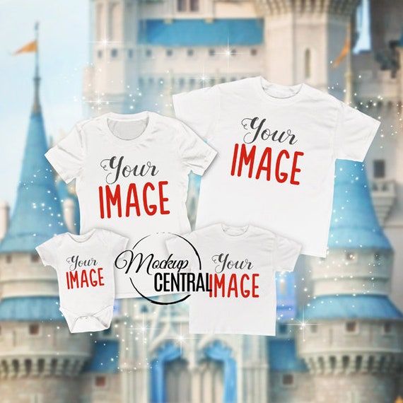 Matching Family Blank White T-Shirt And Children Baby Mockup Matching Family Blank White T-Shirt And Children Baby Mockup