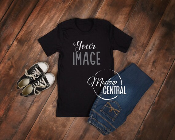 Bella Canvas Blank Black T-Shirt Apparel Mockup Fashion Design