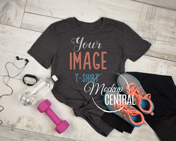 Blank Dark Gray Womans T-Shirt Apparel Mockup Grey Fashion