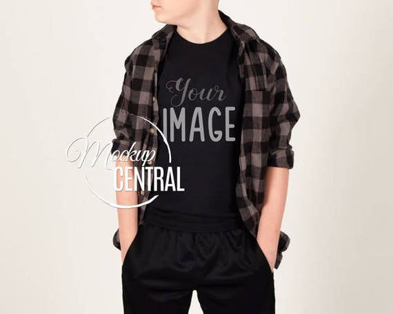 Blank Black T-Shirt Apparel Child Mockup Fashion Design Styled Blank Black T-Shirt Apparel Child Mockup Fashion Design Styled