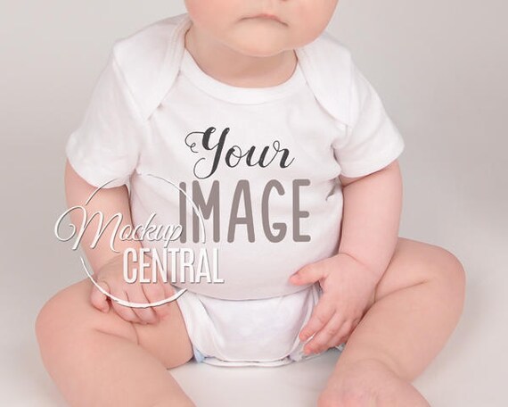 Download Free Blank Baby White Onepiece Mockup On Model Fashion ...