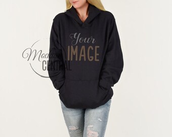 Blank Women S Black Hoodie Shirt Apparel Mockup Isolated On White Stock Photography Girl S Mock Up Sweater Cutout Background Jpg Free Download Psd Mockups Mockups Templates