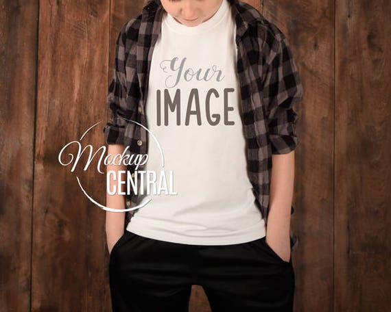 Download Free Youth Boys Blank White T-Shirt Apparel Mockup Kids ...