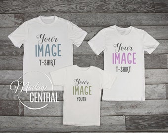 Download Matching Family Blank White T-Shirt and Youth Shirt Mockup, Styled Stock Photography, Mock Up ...
