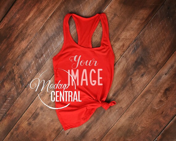 Blank Next Level Red Tank Top Apparel Mockup Ladies