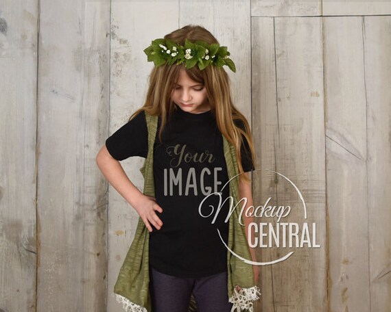 Blank Childrens Hipster Black T-Shirt Apparel Mockup Fashion Design Blank Childrens Hipster Black T-Shirt Apparel Mockup Fashion Design