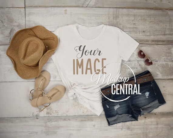 Blank White Womans T-Shirt Apparel Mockup Fashion Jpg Styled