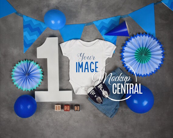 Download Blank Baby White Onepiece Mockup First Birthday Boys ...