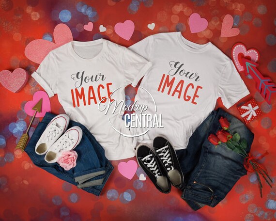 Download Blank Valentines Couple Matching Blank White Top View T ...
