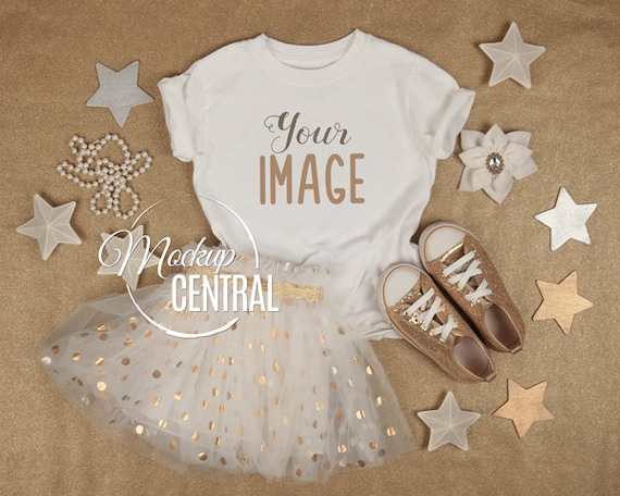 Blank Girls White T-Shirt Mockup Fashion Styled Stock Photography