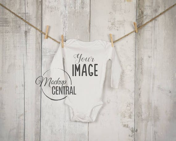 Blank Baby White Long One Piece Clothesline Mockup Fashion Blank Baby White Long One Piece Clothesline Mockup Fashion