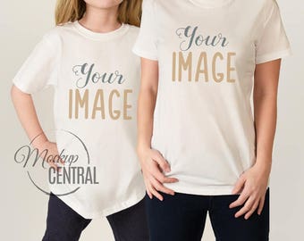Download Free Mother And Daughter Matching Blank White T Shirt Mockups Graphic Design Stock Photography Mock Up Shirt White Background Women S Tshirt 3d Photorealistic Logo Mockup Free Download PSD Mockup Template