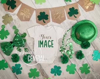 Download Blank White Baby St. Patrick's Bodysuit Mockup, Infant One ...