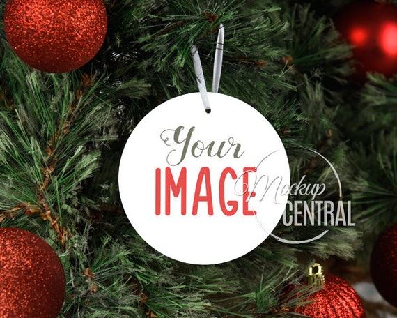 Download Blank White Round Christmas Ornament Mockup Stock Etsy