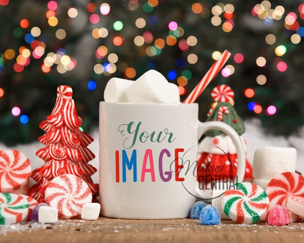Christmas Coffee Cup Mockup, Children's Hot Cocoa Glass Styled Stock Photography, Mug Photo Graphic Design Mock Up, JPG Digital Download