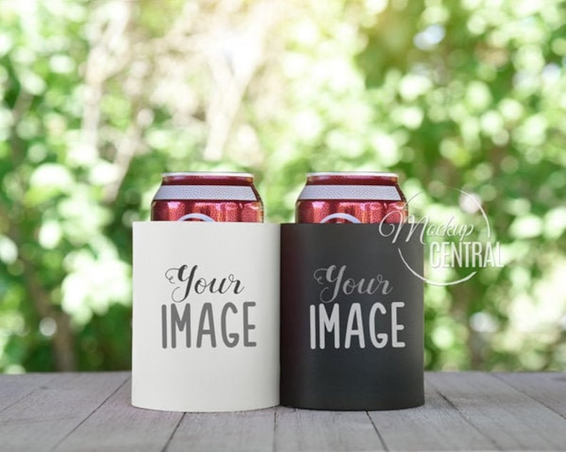 Download White & Black Foam Can Cooler Set Mockup Photo Outdoor Party | Etsy