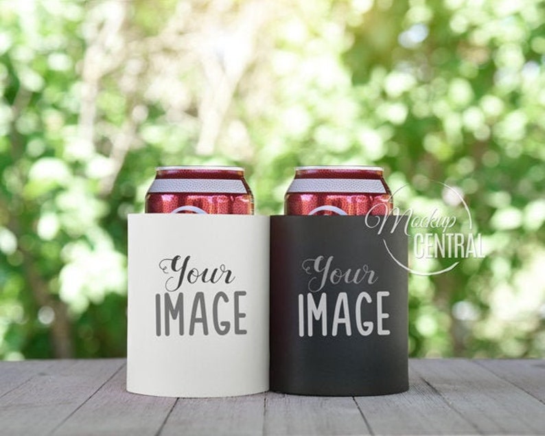 White & Black Foam Can Cooler Set Mockup Photo Outdoor Party | Etsy