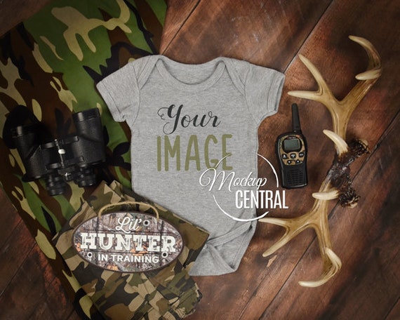 Blank Baby Gray Bodysuit Apparel Mockup Little Hunter Etsy