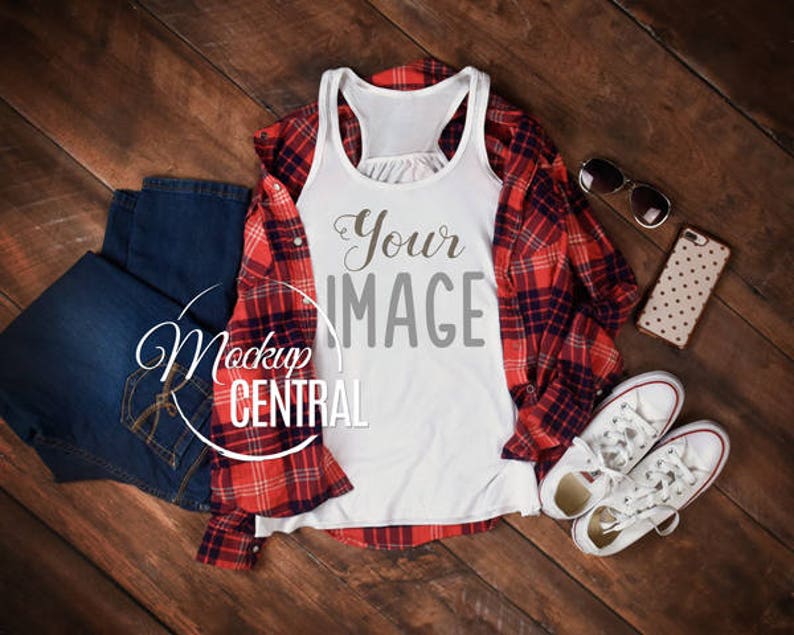 Download Blank White Bella Canvas Tank Top Apparel Mockup Fashion ...