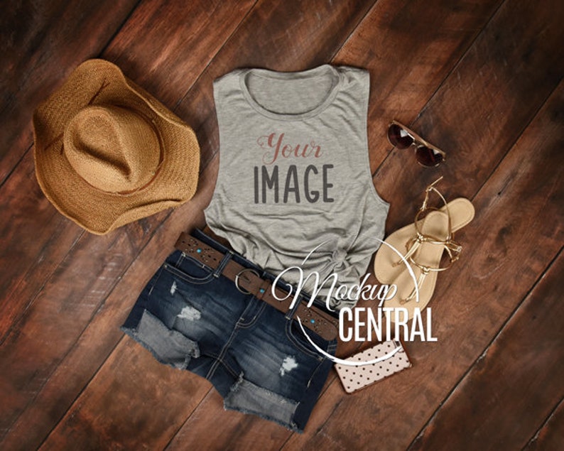 Download Blank Gray Bella Canvas Tank Top Apparel Summer Mockup | Etsy