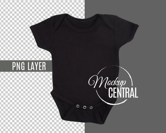 Transparent Png Cutout Blank Black Baby Onepiece Mockup Etsy
